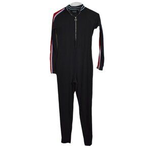 Fashion Nova Jumpsuit M Womens Black Quarter Zip One Piece Long Sleeve Casual